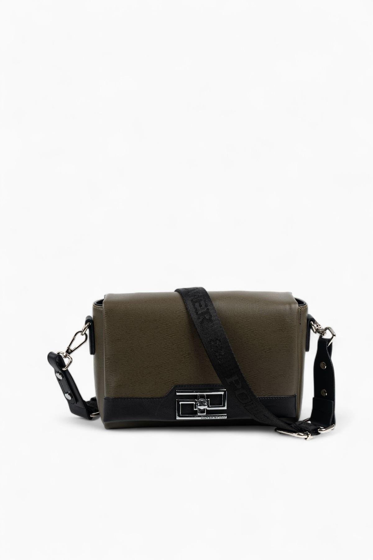 Silver & Polo SP1257 Kadın Çapraz Çanta Düz Zeytuni-Siyah