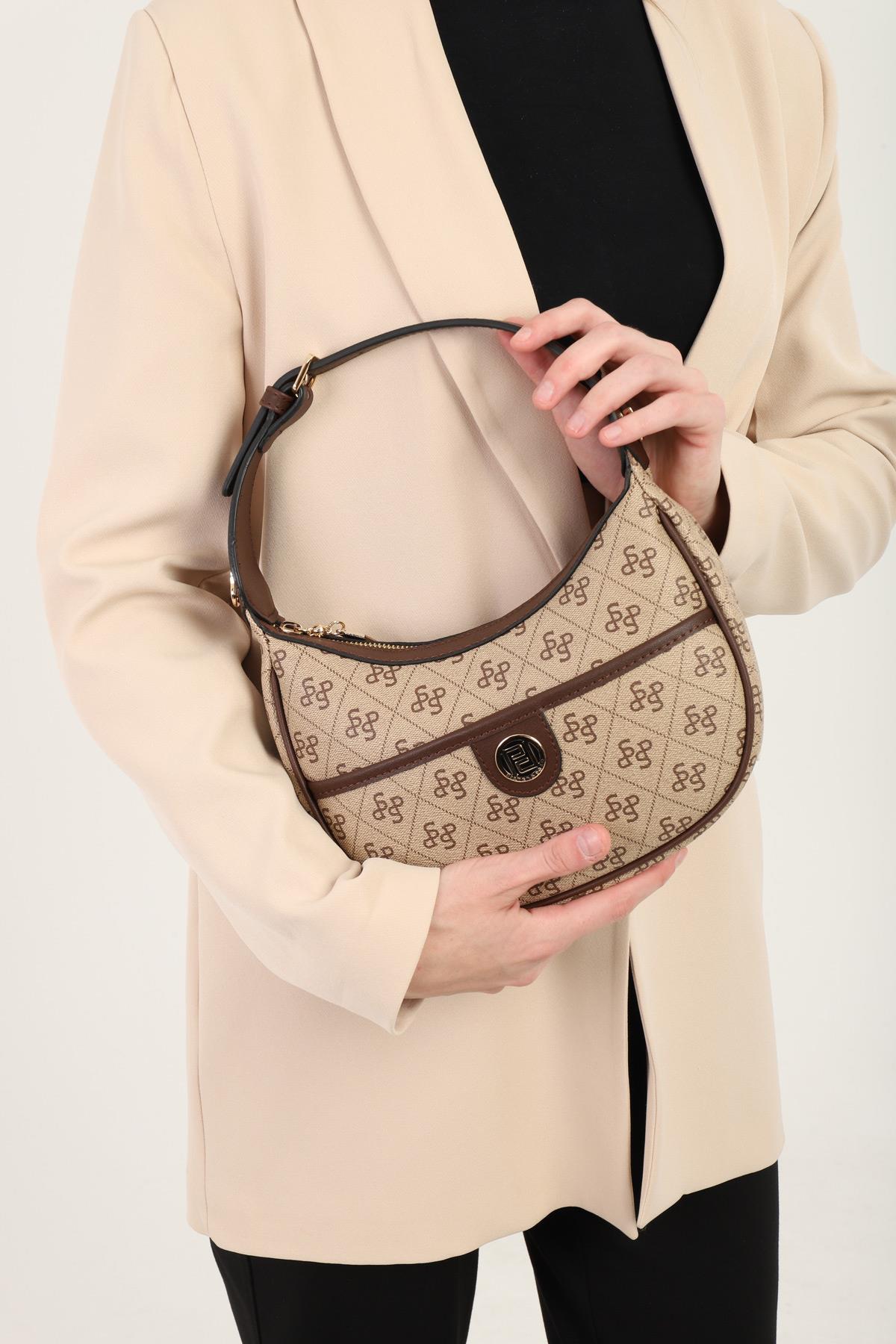 Silver & Polo Koyu Bej - Kahve SP1194 Kadın Omuz Çantası