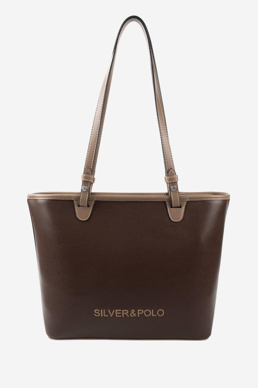 Silver & Polo SP1204 Kadın Omuz Çantası Düz Kahve-Vizon