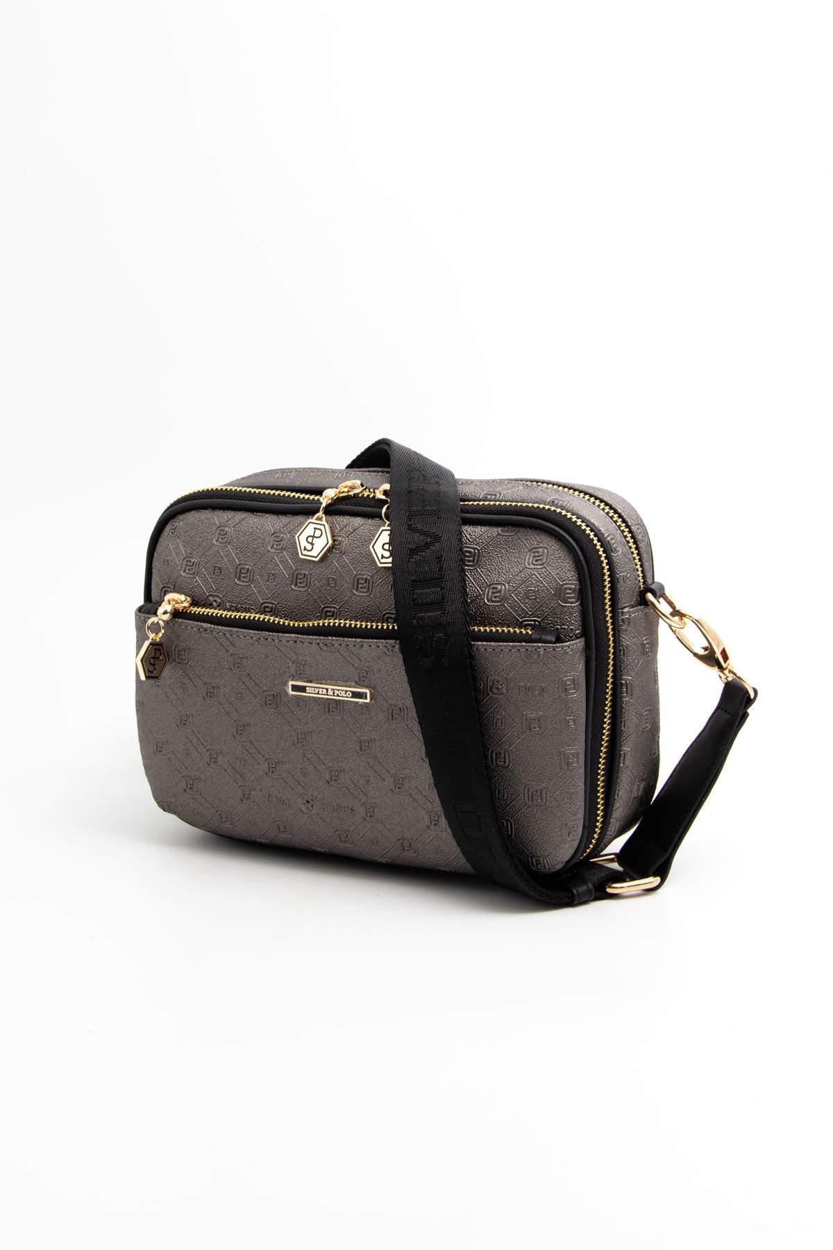 Silver & Polo Platin - Siyah SP1162 Kadın Çapraz Çanta