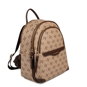 Silver & Polo SP1265 Kadın Sırt Çantası Monogram Koyu Bej-Kahve