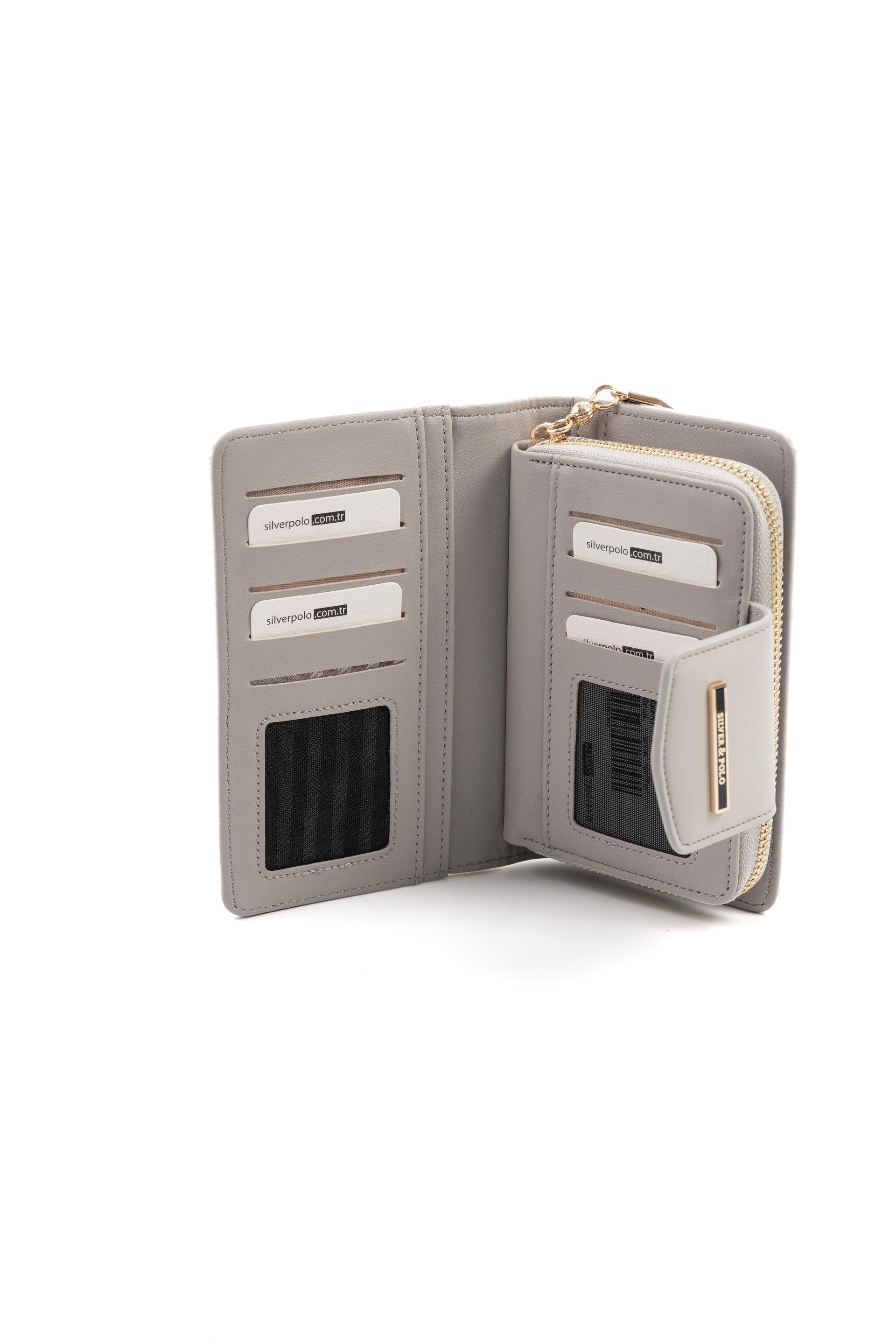 Silver & Polo Beyaz - A.gri SP1202 Kadın Cüzdan & Kartlık