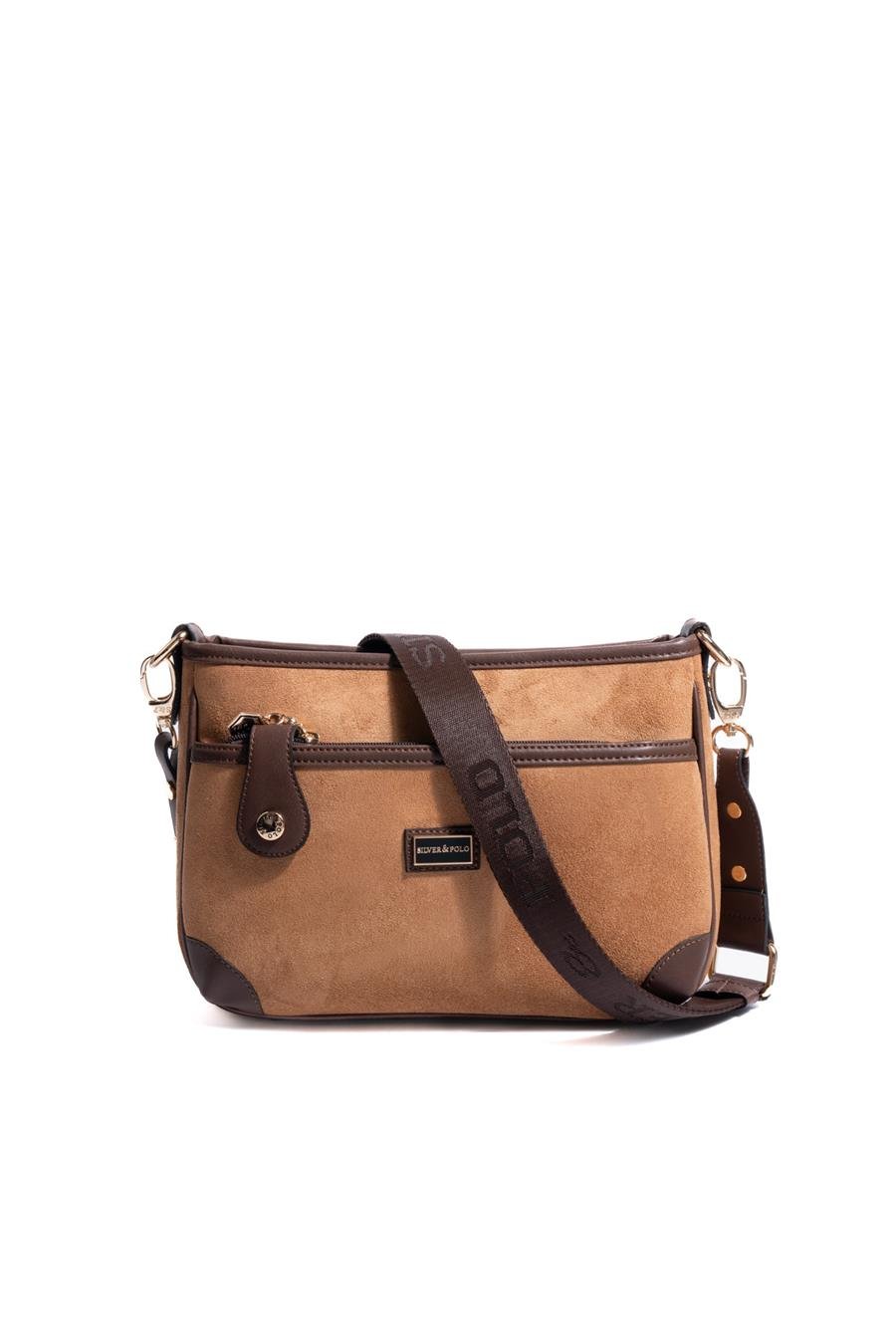 Silver & Polo SP1160 Kadın Çapraz Çanta Süet Taba-Kahve