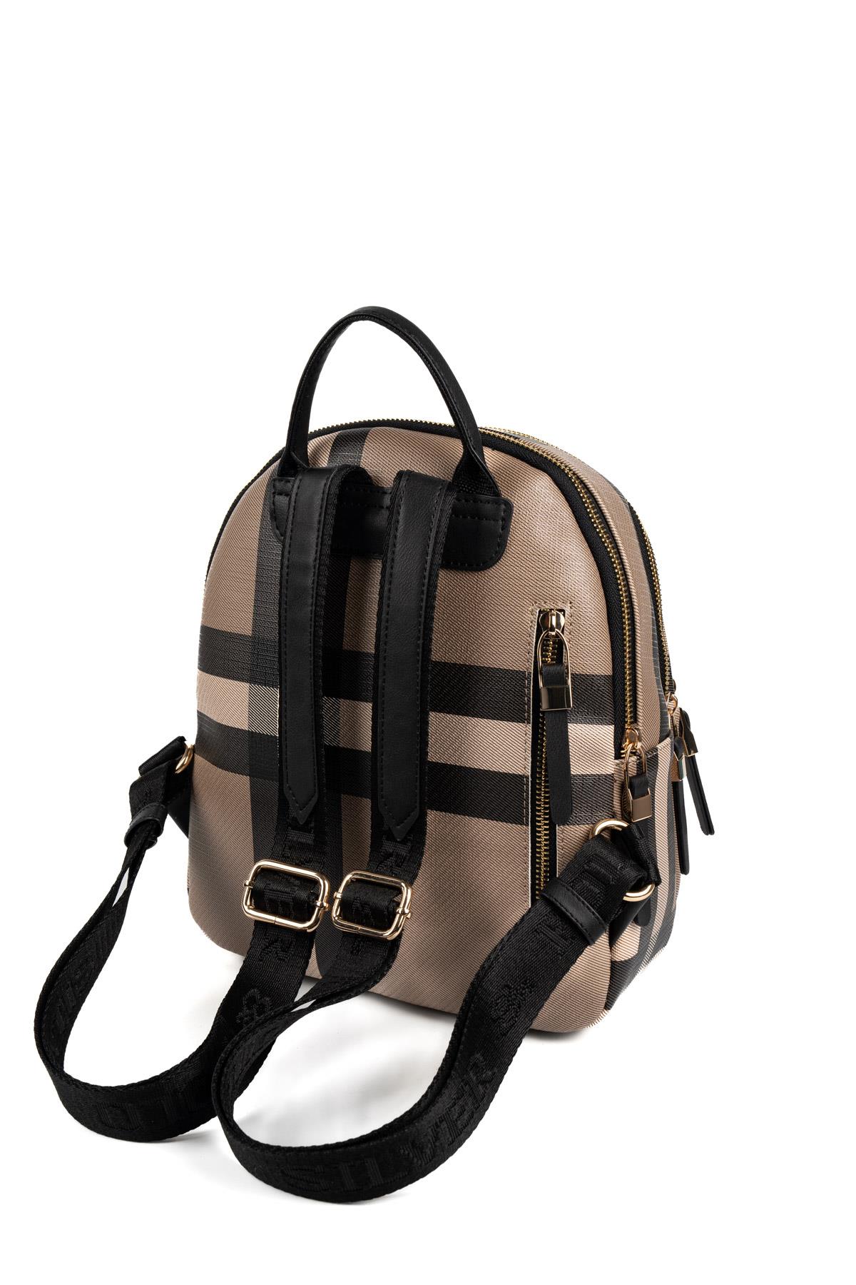 Silver & Polo SP1265 Kadın Sırt Çantası Ekose Kahve-Siyah