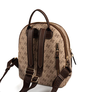 Silver & Polo SP1265 Kadın Sırt Çantası Monogram Koyu Bej-Kahve