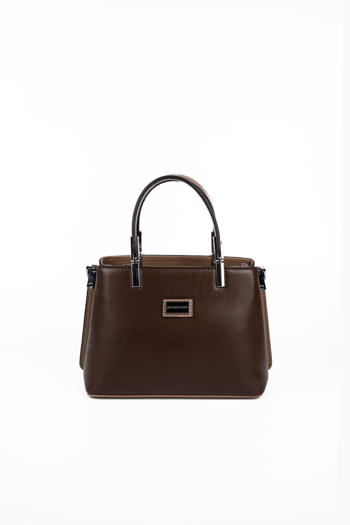 Silver & Polo SP987 Kadın El Çantası Düz Kahve-Vizon
