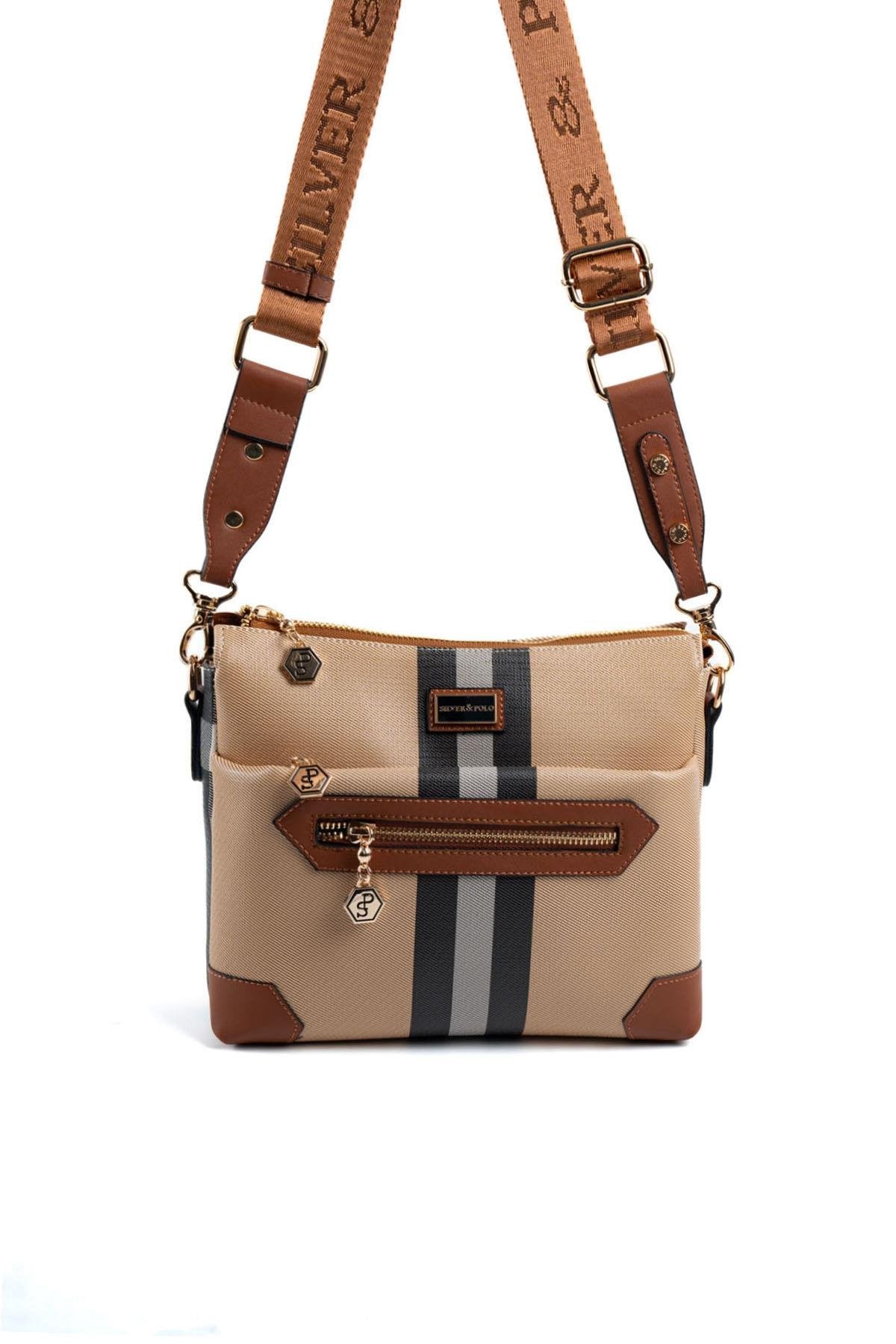 Silver & Polo Bej - Taba SP1110 Kadın Çapraz Çanta