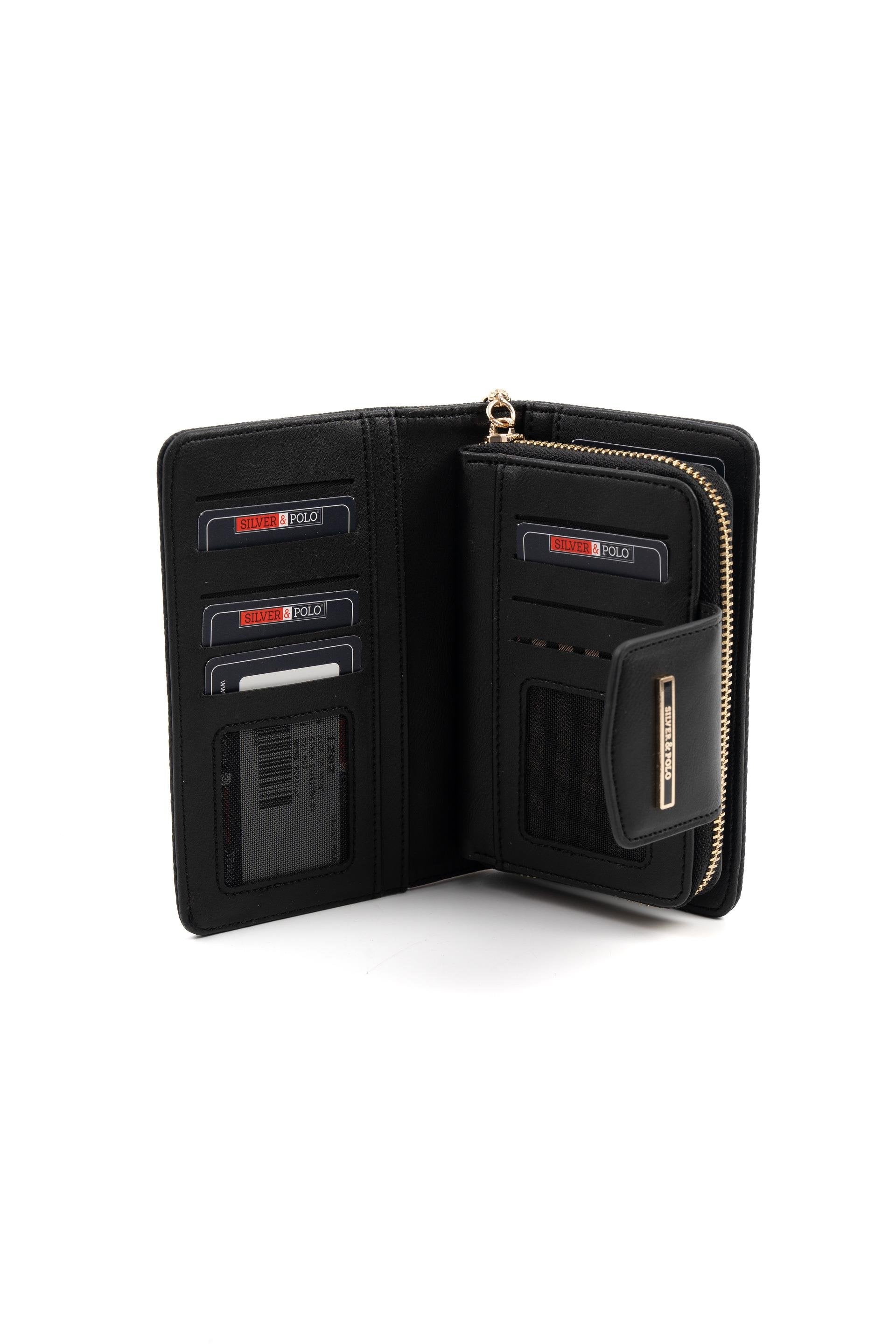 Silver & Polo Siyah Beyaz - Siyah SP1202 Kadın Cüzdan & Kartlık