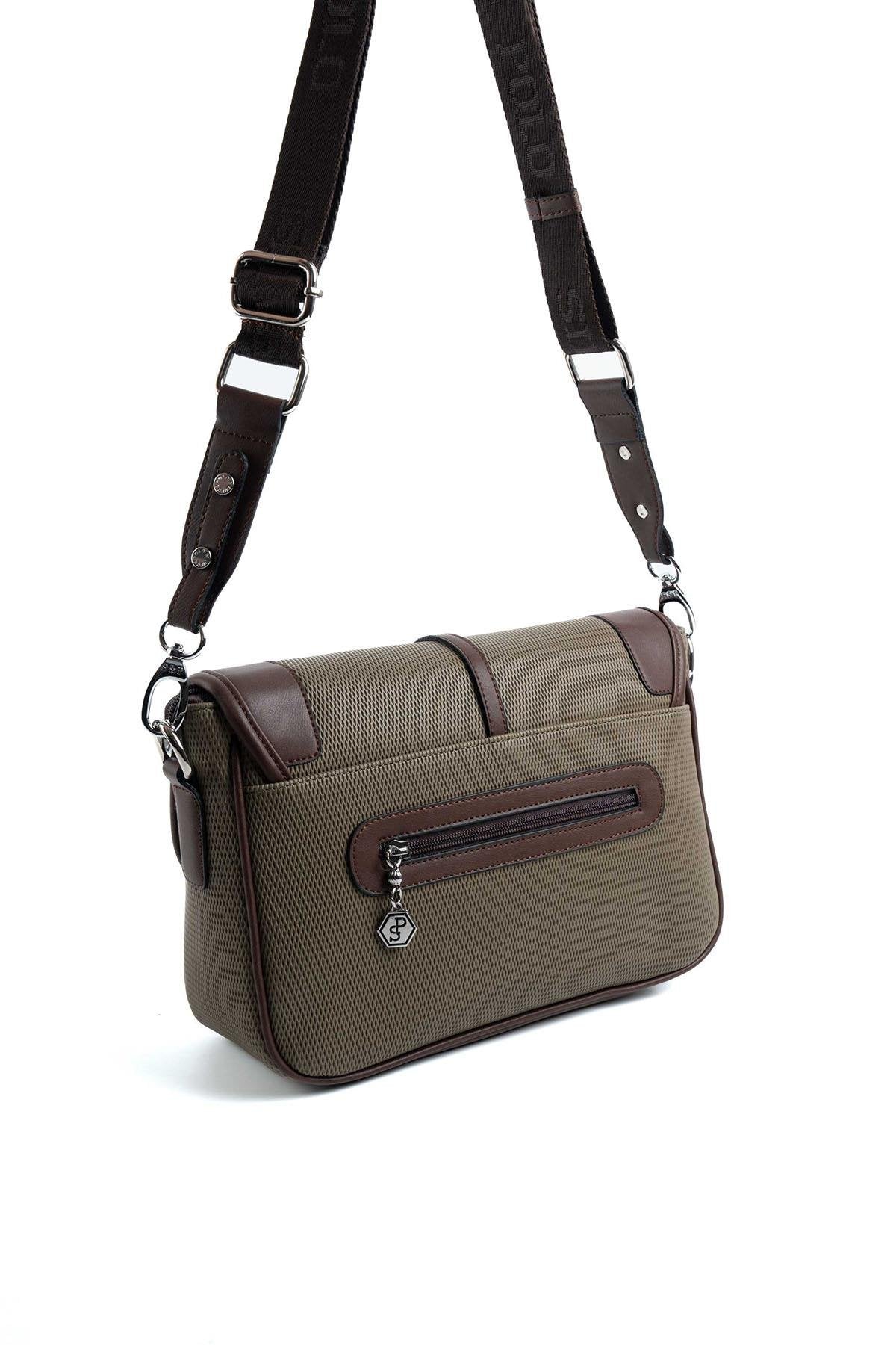 Silver & Polo L.Haki - Kahve SP1182 Kadın Çapraz Çanta