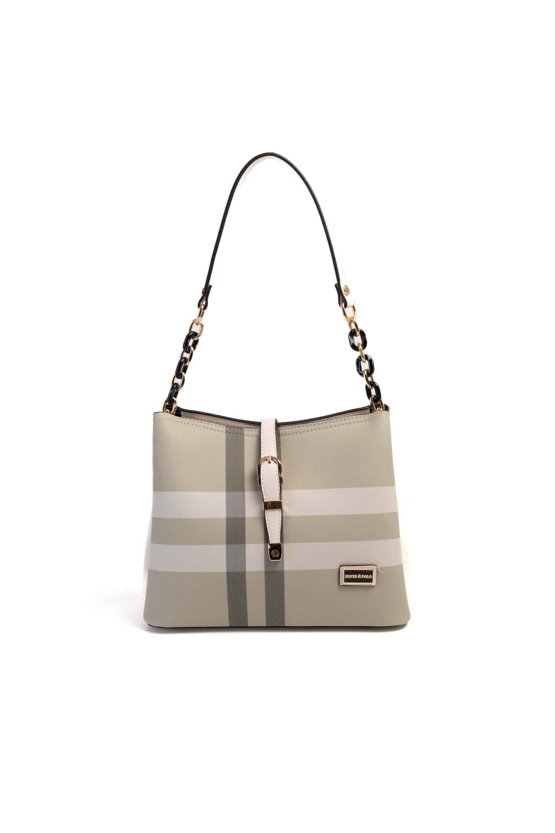 Silver & Polo A.Yeşil - Kemik SP974 Kadın Omuz Çantası