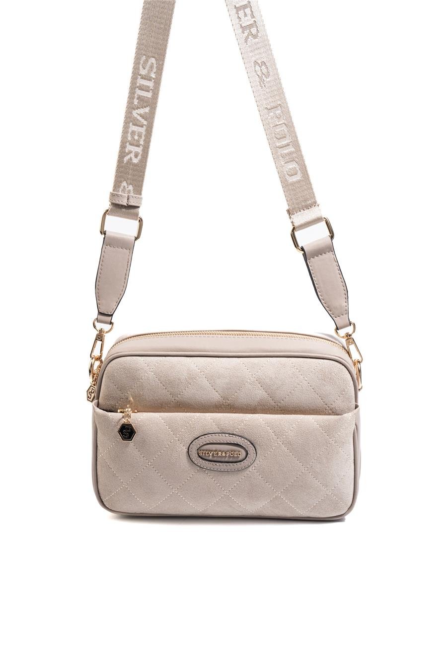 Silver & Polo SP1267 Kadın Çapraz Çanta Süet Bej-Kum