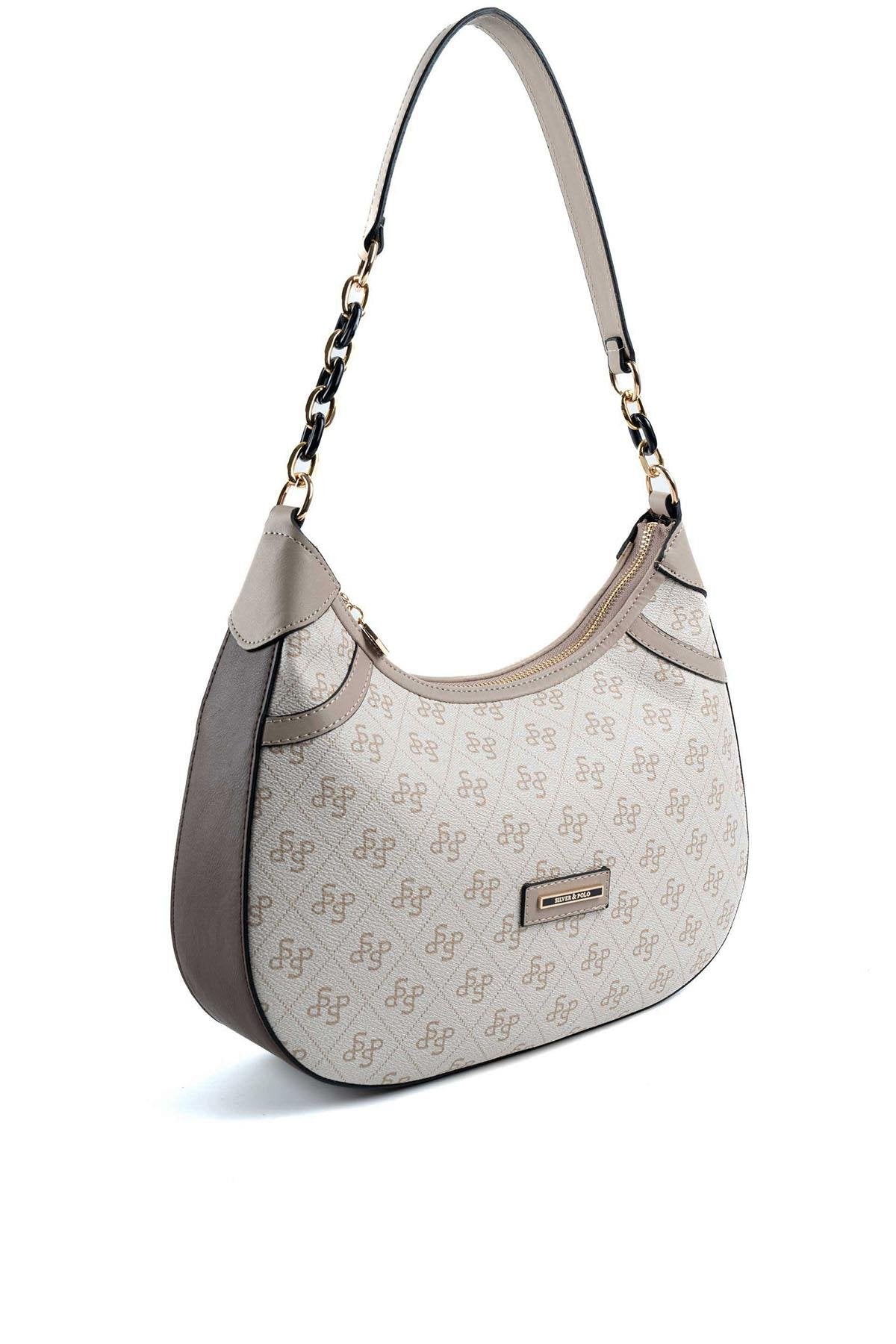 Silver & Polo Bej - Kum - Kahve SP1255 Kadın Omuz Çantası