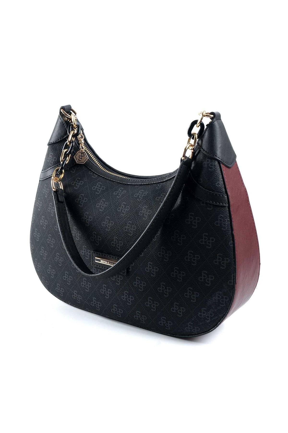 Silver & Polo Siyah Bordo SP1255 Kadın Omuz Çantası