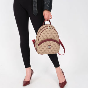 Silver & Polo Koyu Bej - Bordo SP945 Kadın Sırt Çantası