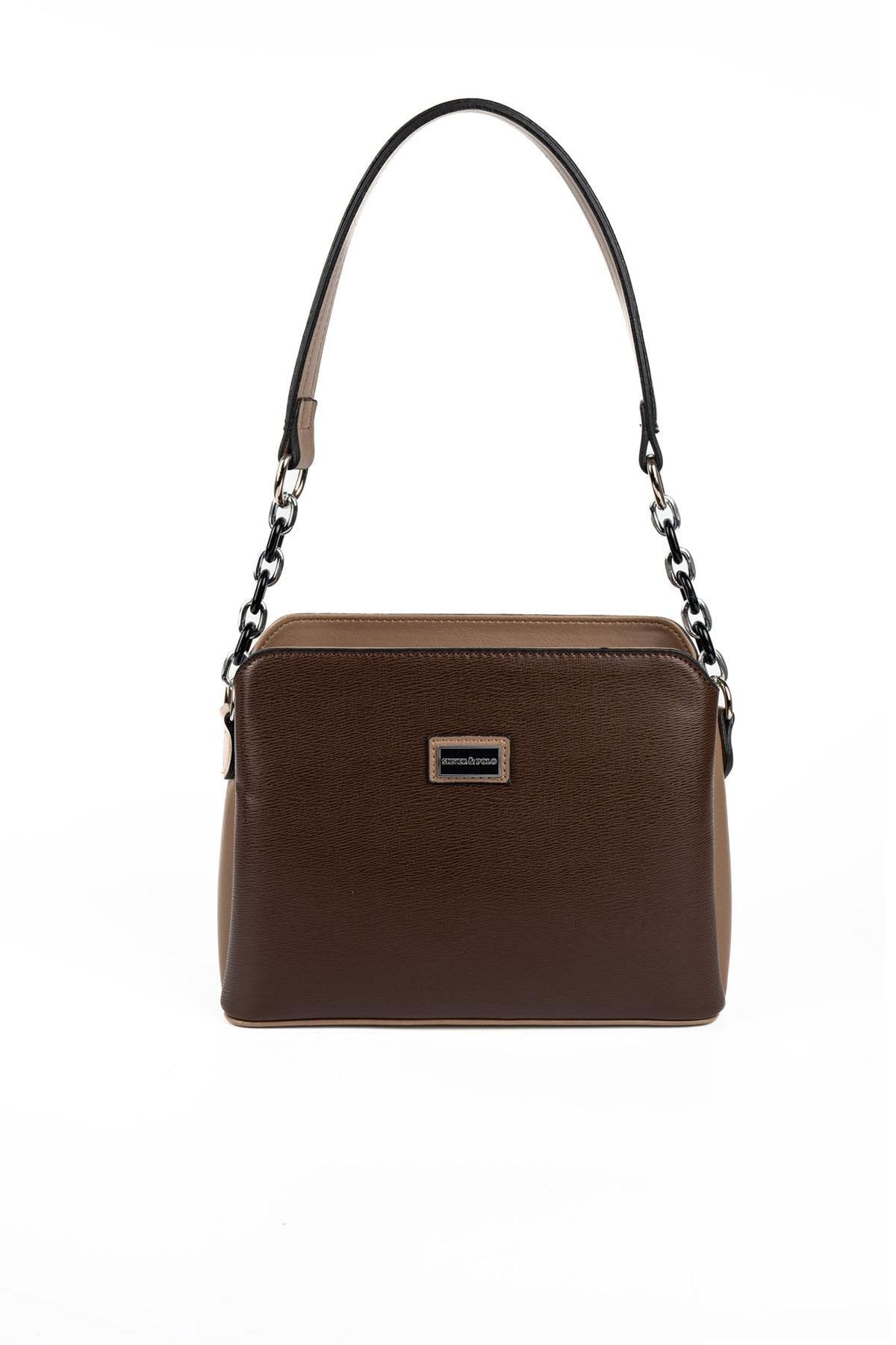 Silver & Polo SP937 Kadın Omuz Çantası Düz Kahve-Vizon