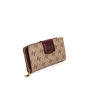 Silver & Polo SP928 Kadın Cüzdan & Kartlık Monogram Koyu Bej-Bordo