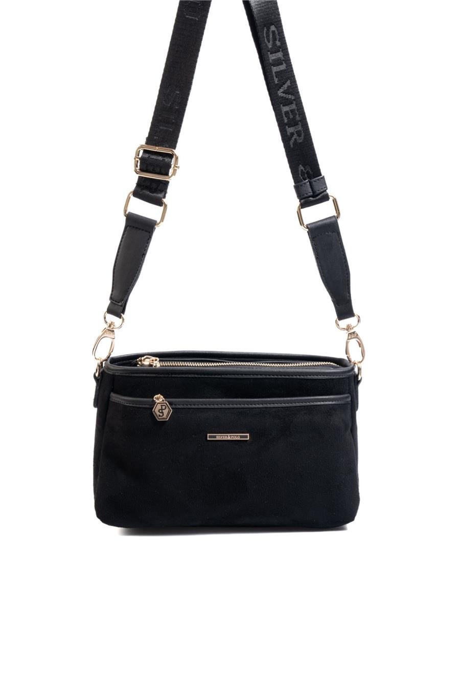 Silver & Polo SP1184 Kadın Çapraz Çanta Süet Siyah