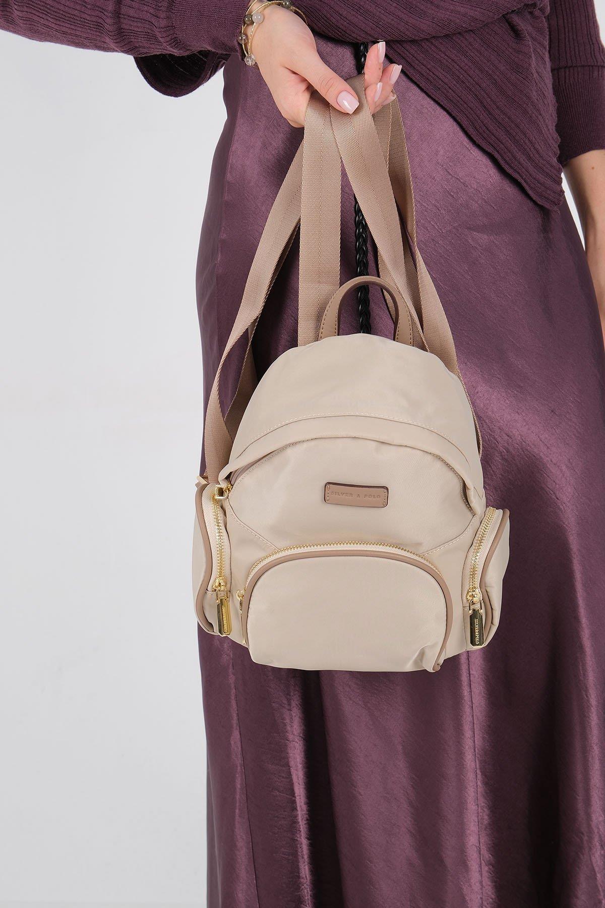 Silver & Polo SP1208 Kadın Sırt Çantası Bej-Kum
