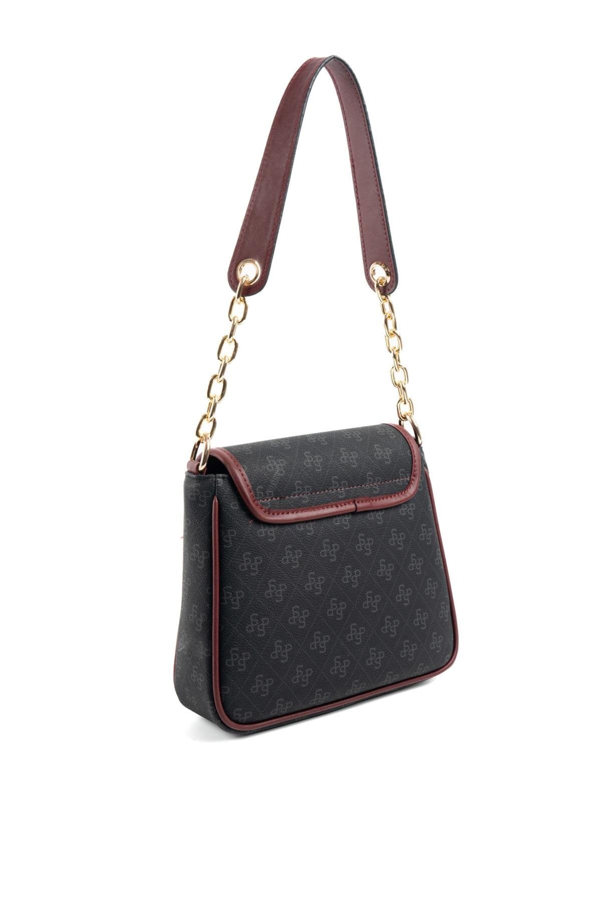 Silver & Polo Siyah - Bordo SP1147 Kadın Omuz Çantası