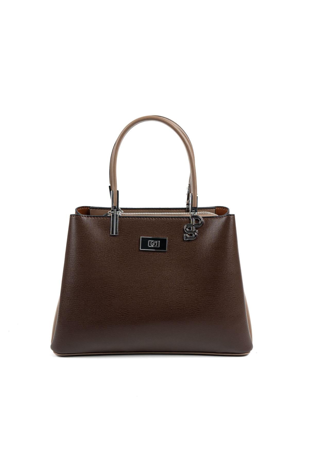 Silver & Polo SP1098 Kadın El Çantası Düz Kahve-Vizon