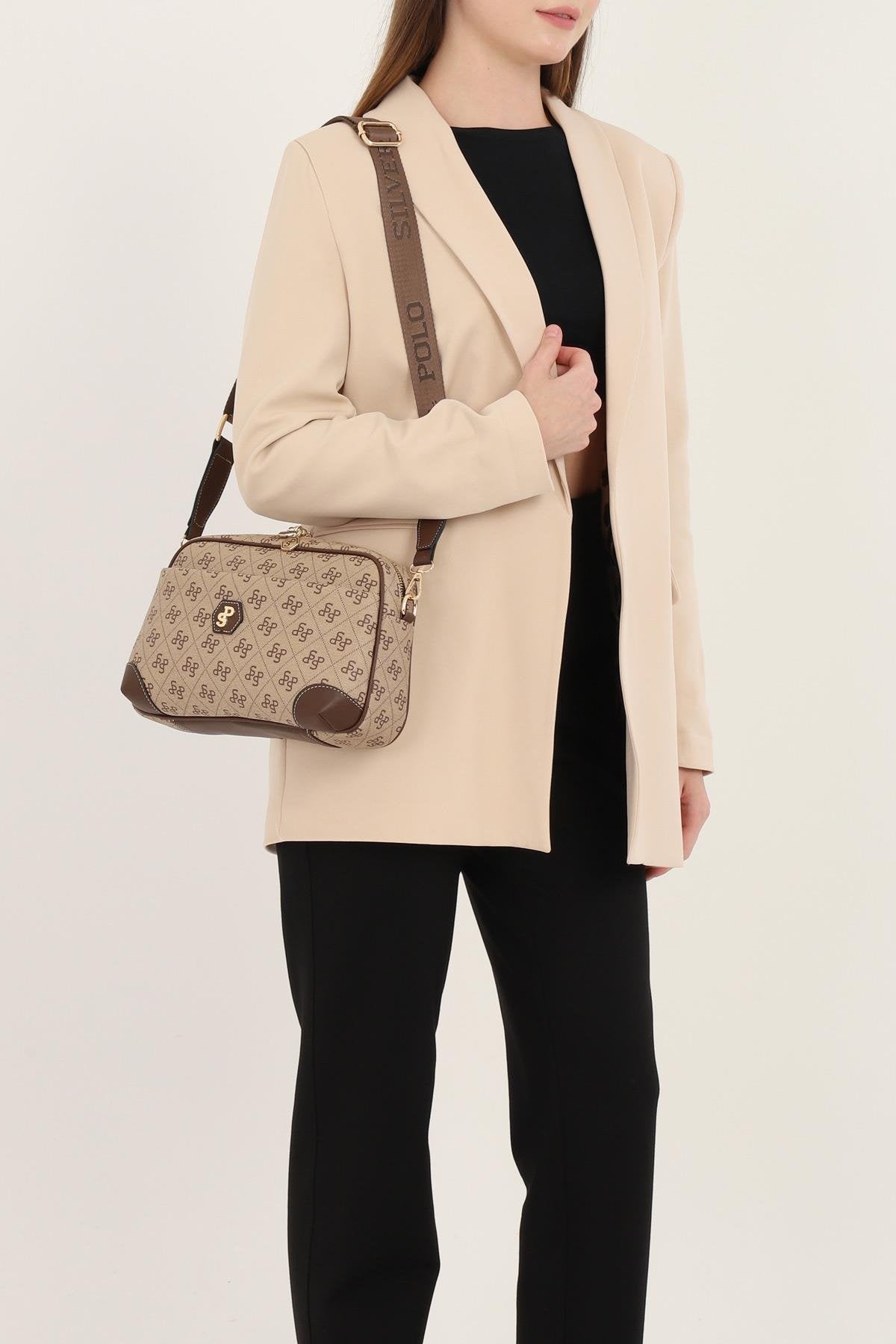 Silver & Polo Koyu Bej - Kahve SP1094 Kadın Çapraz Çanta