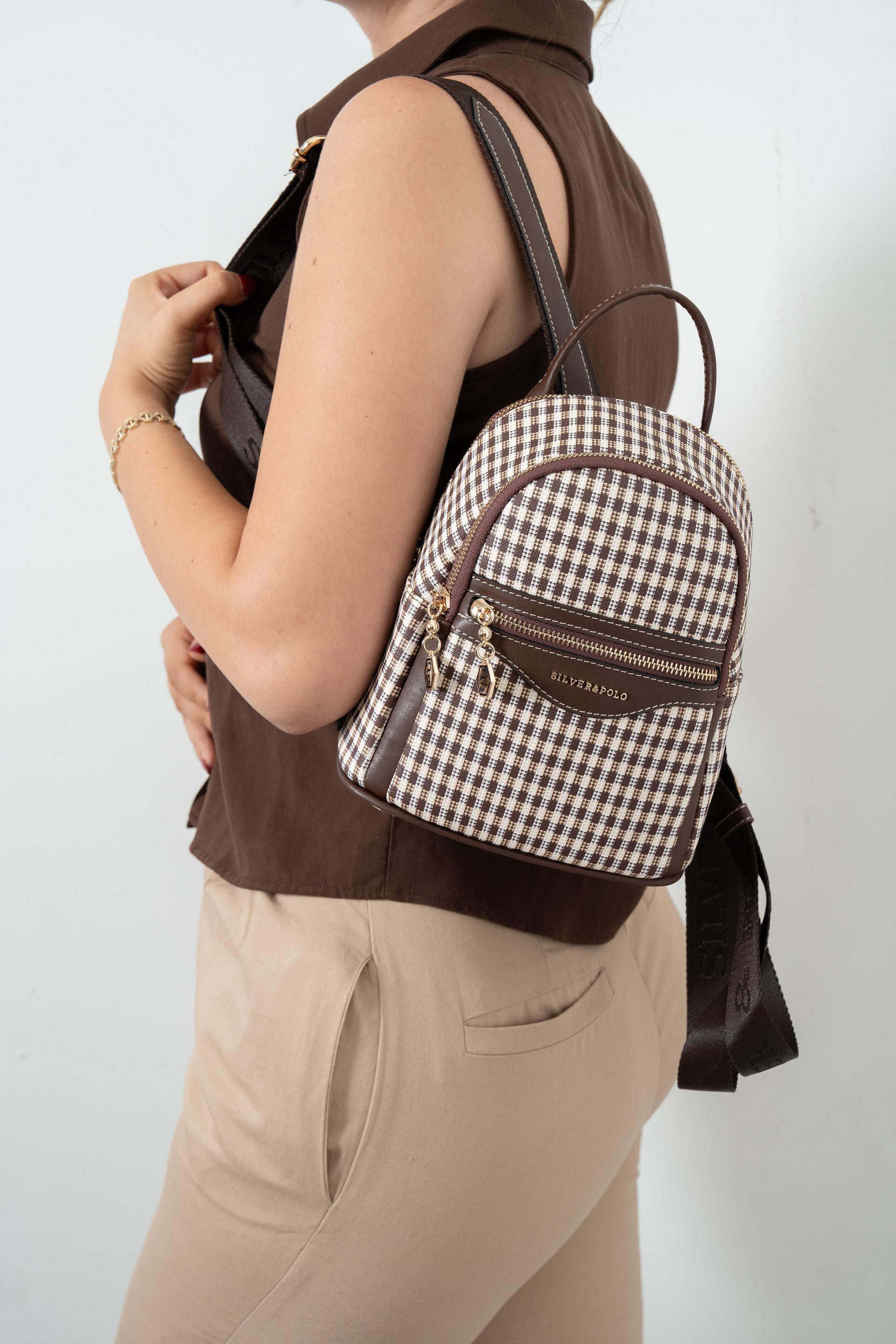 Silver & Polo Kahve Sarı - Kahve SP983 Kadın Sırt Çantası