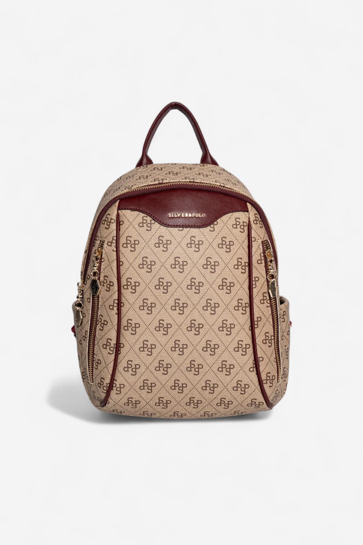 Silver & Polo Koyu Bej - Bordo SP906 Sırt Çantası