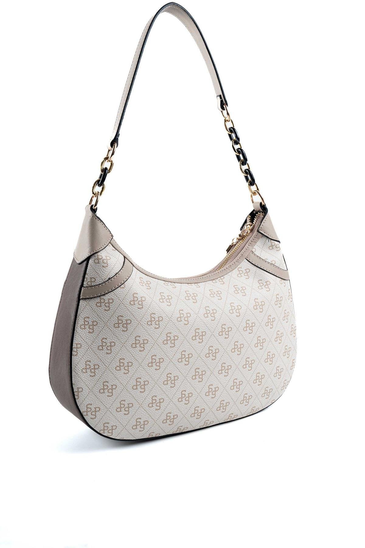 Silver & Polo Bej - Kum - Kahve SP1255 Kadın Omuz Çantası