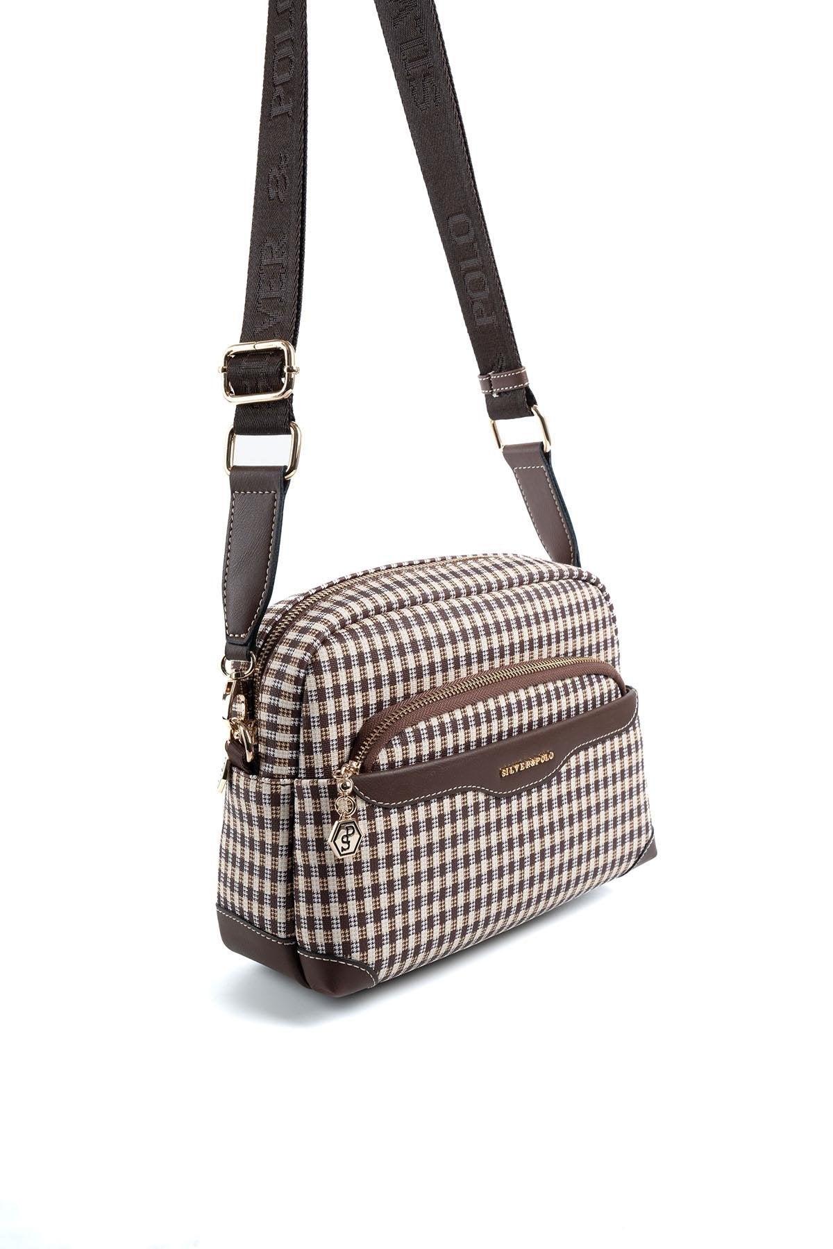 Silver & Polo Kahve Sarı - Kahve SP1201 Kadın Çapraz Çanta