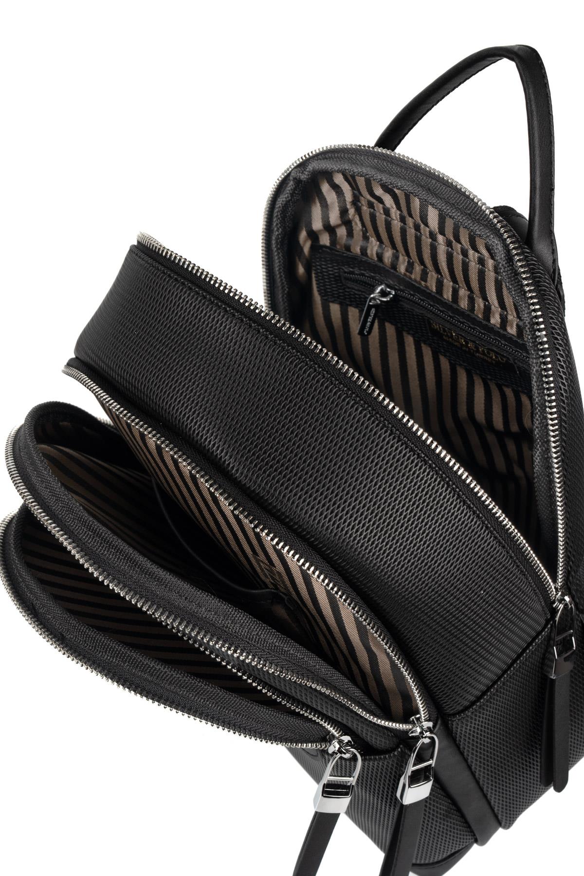 Silver & Polo SP1265 Kadın Sırt Çantası Monogram Koyu Bej-Bordo