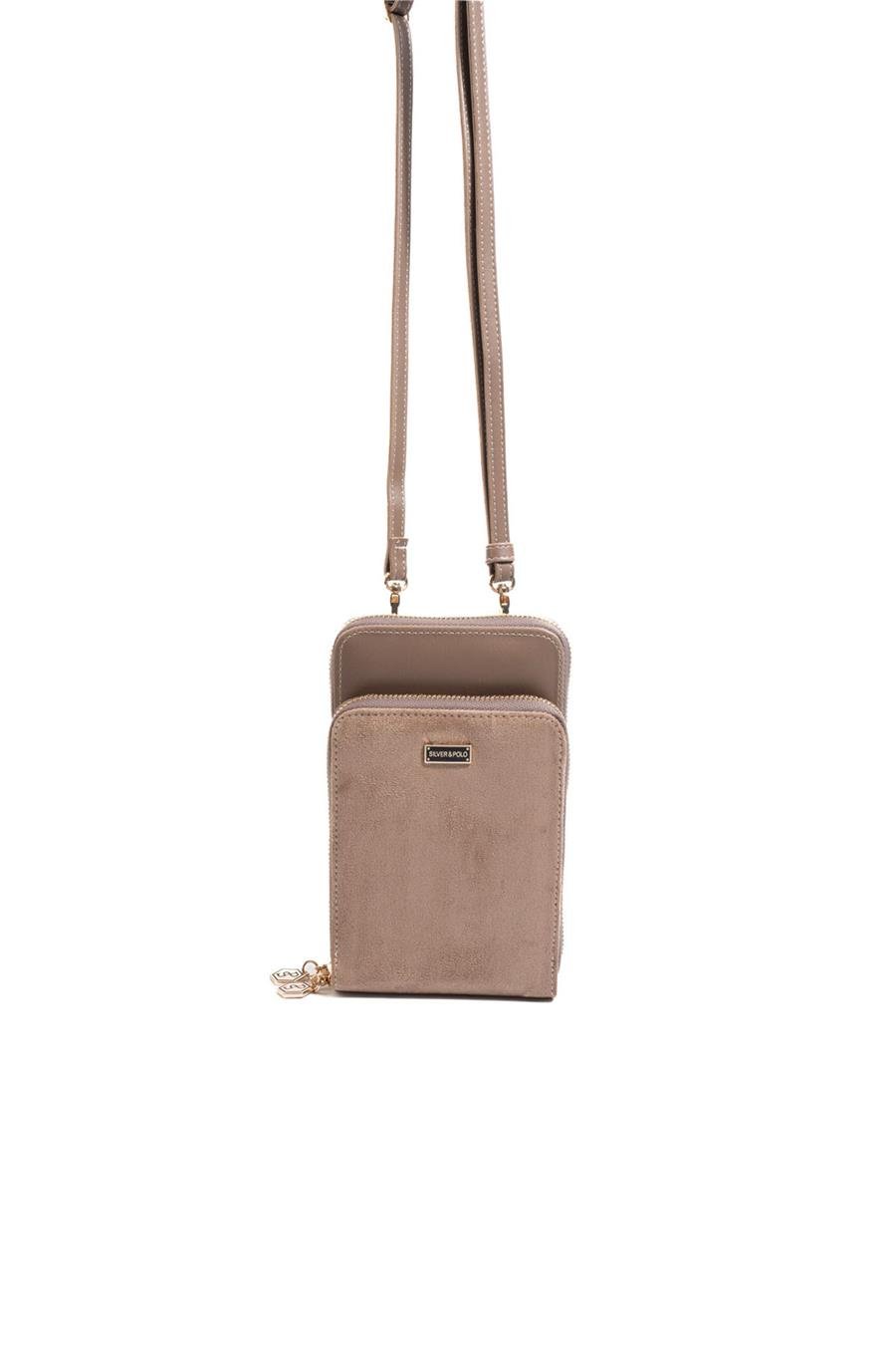 Silver & Polo SP1011 Kadın Telefon Çantası Süet Vizon