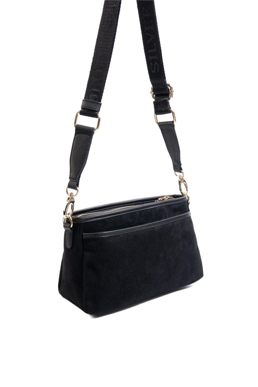 Silver & Polo SP1184 Kadın Çapraz Çanta Süet Siyah