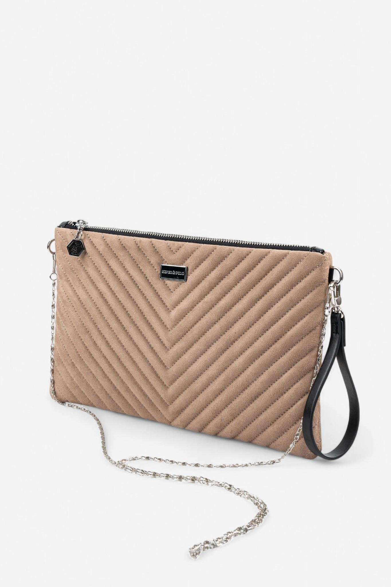 Silver & Polo SP1034 Kadın Portföy & Clutch Kapitone V Süet Vizon