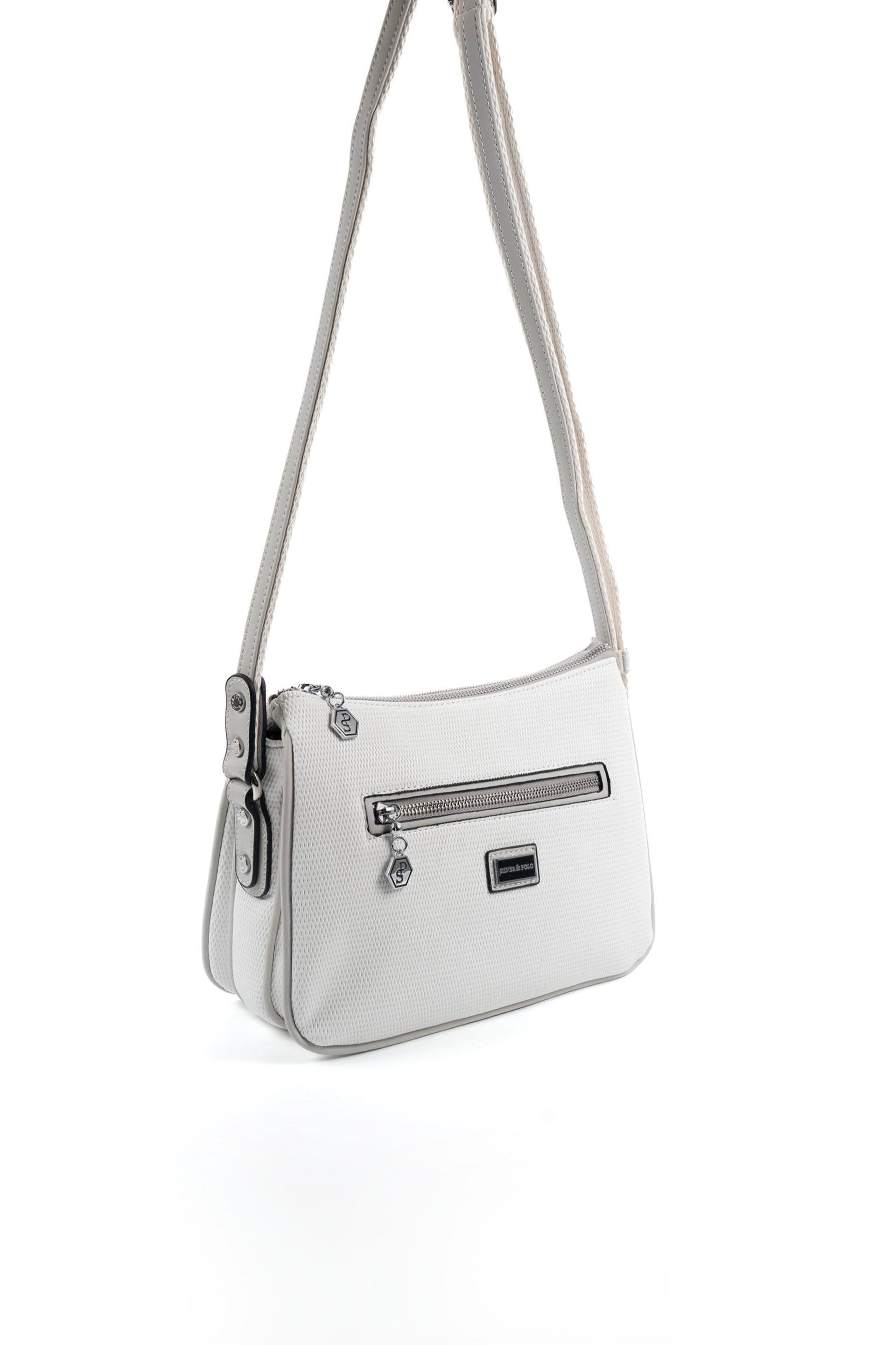 Silver & Polo Beyaz - A.gri SP818 Kadın Çapraz Çanta