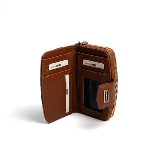 Silver & Polo SP874 Kadın Cüzdan & Kartlık Ekose Bej-Taba