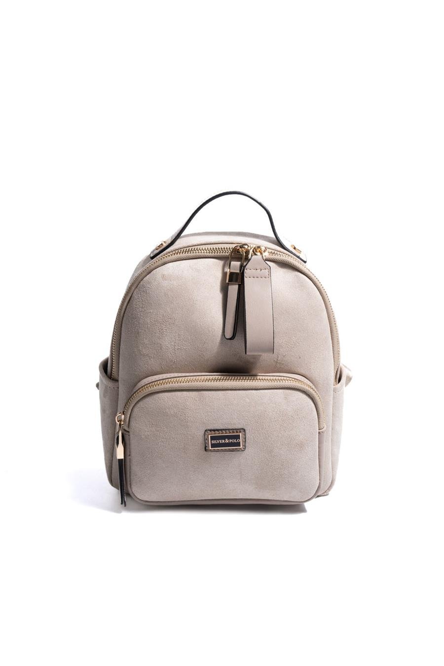 Silver & Polo SP1130 Kadın Sırt Çantası Süet Bej-Kum