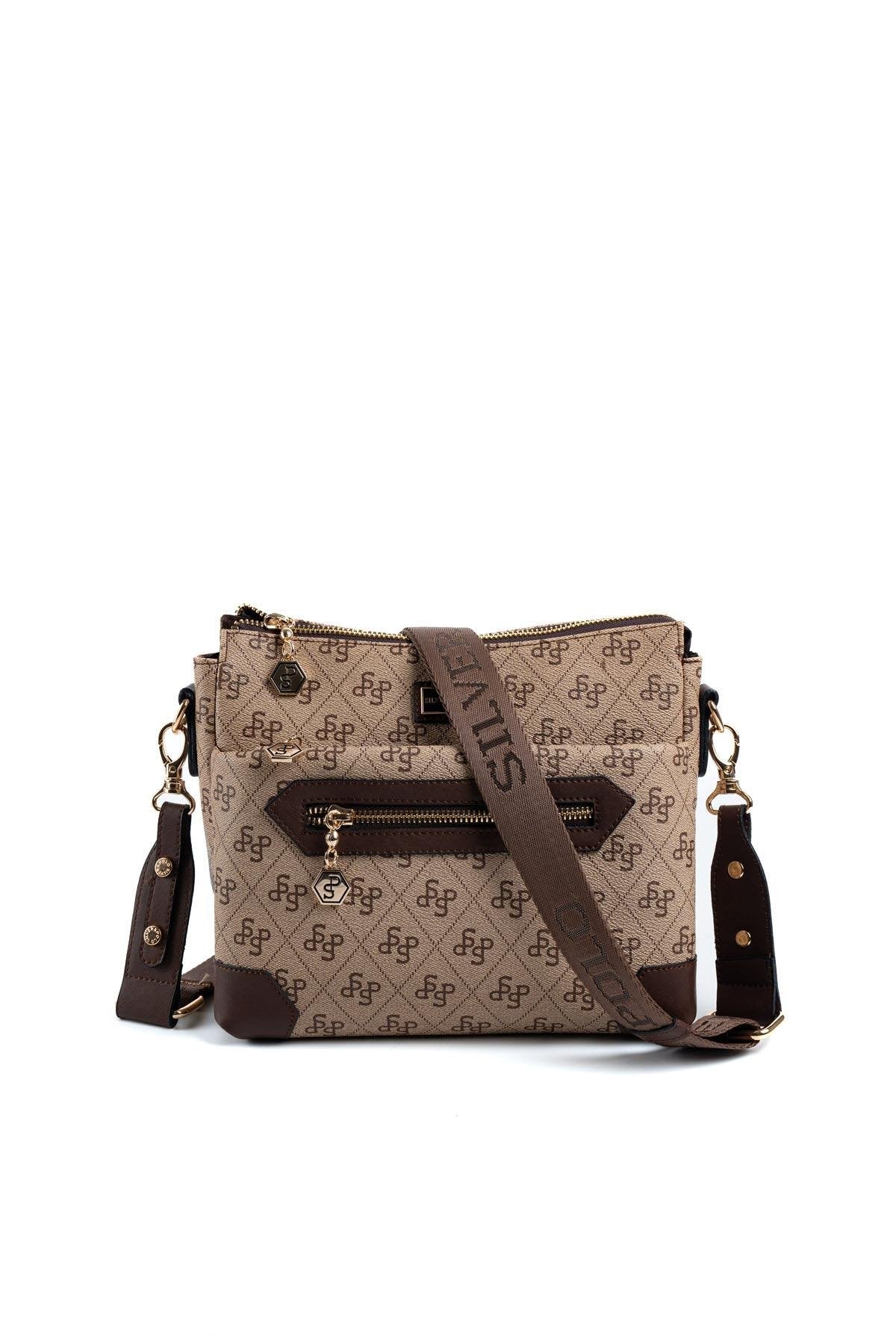 Silver & Polo Koyu Bej - Kahve SP1110 Kadın Çapraz Çanta