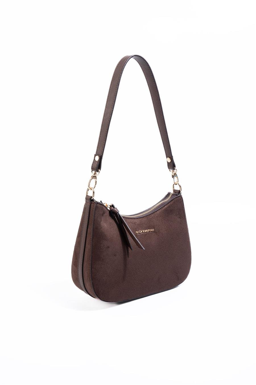 Silver & Polo SP1259 Kadın Omuz Çantası Süet Kahve