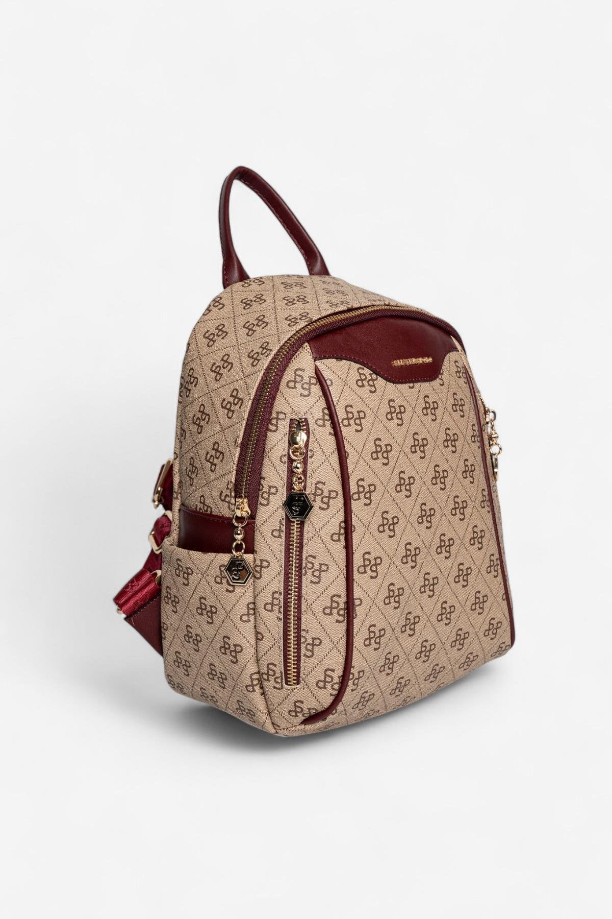Silver & Polo Koyu Bej - Bordo SP906 Sırt Çantası