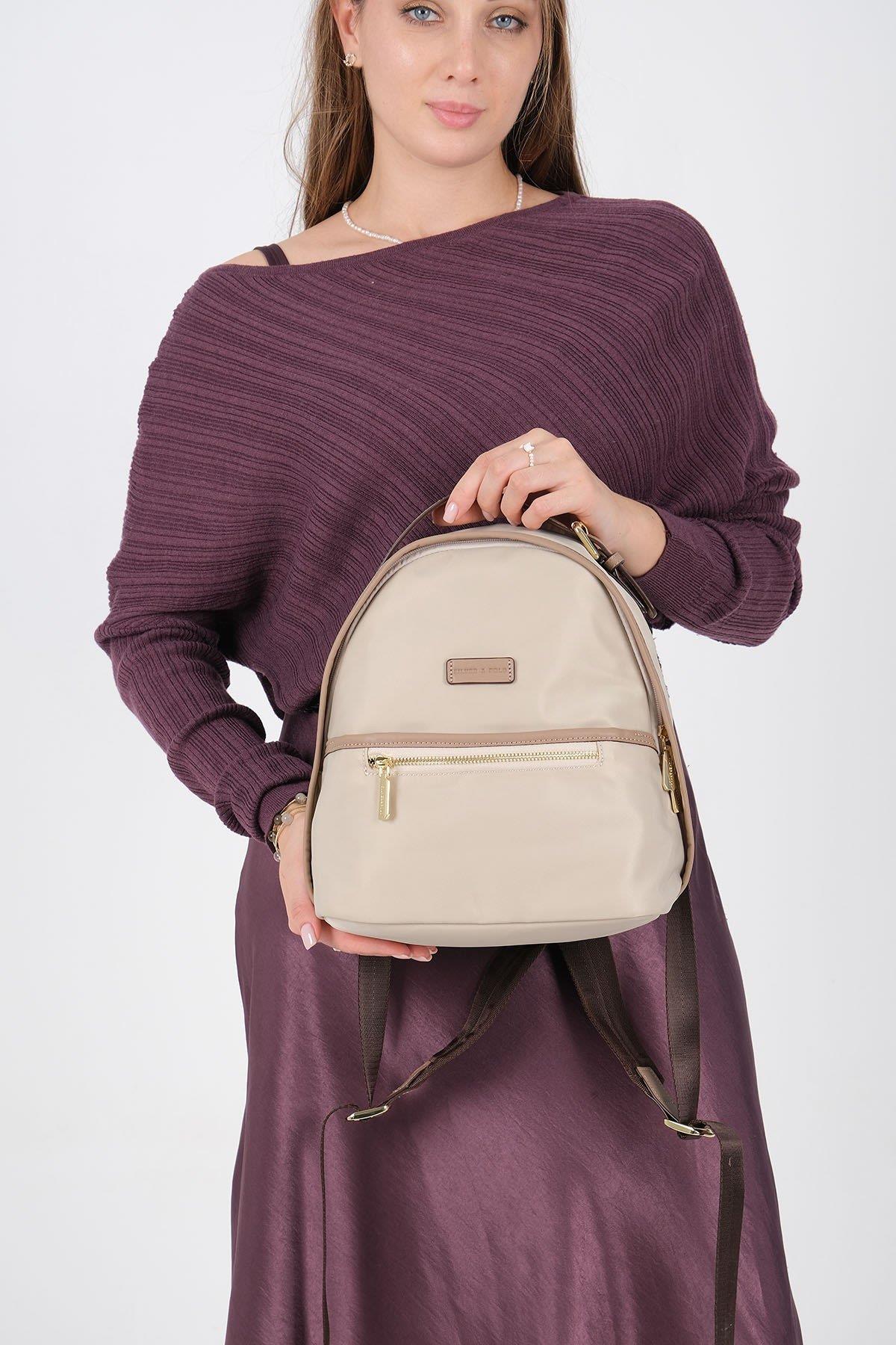 Silver & Polo SP1212 Kadın Sırt Çantası Bej-Kum