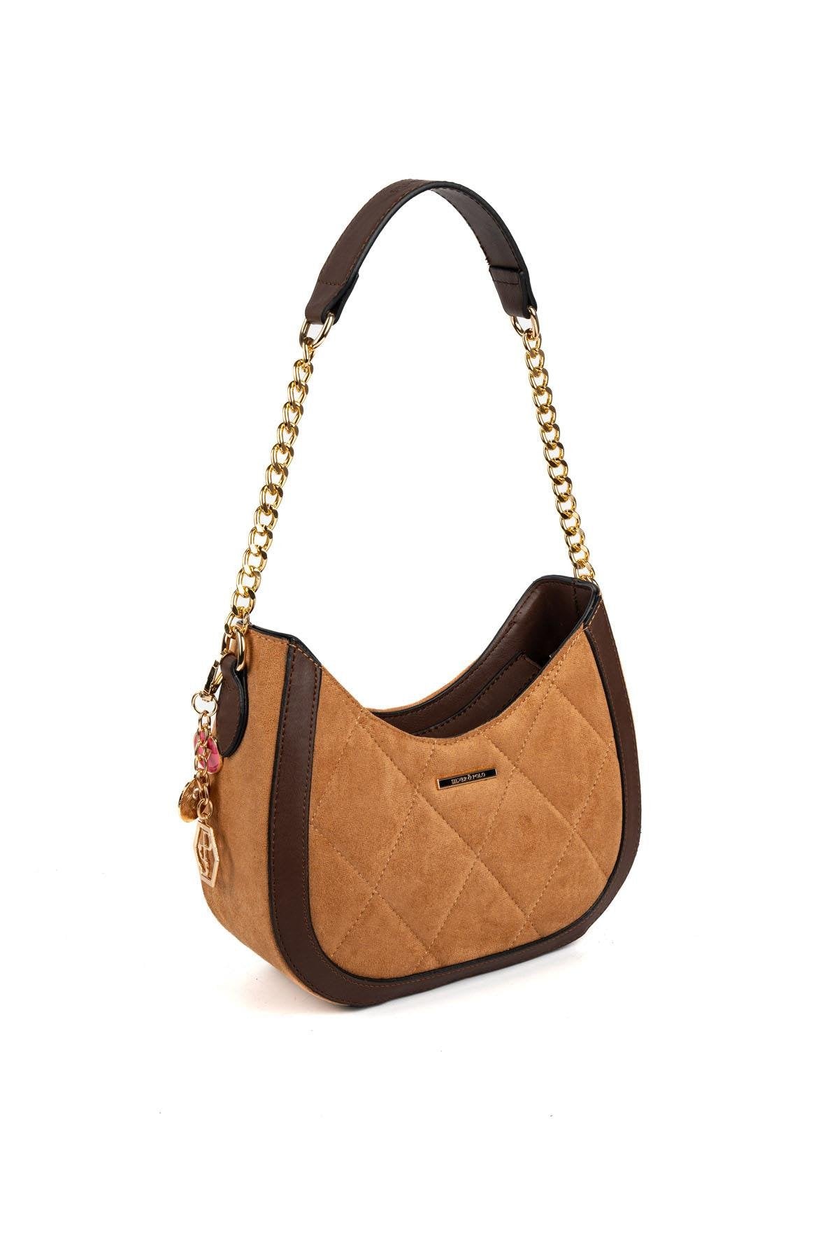 Silver & Polo SP1168 Kadın Omuz Çantası Süet Taba-Kahve