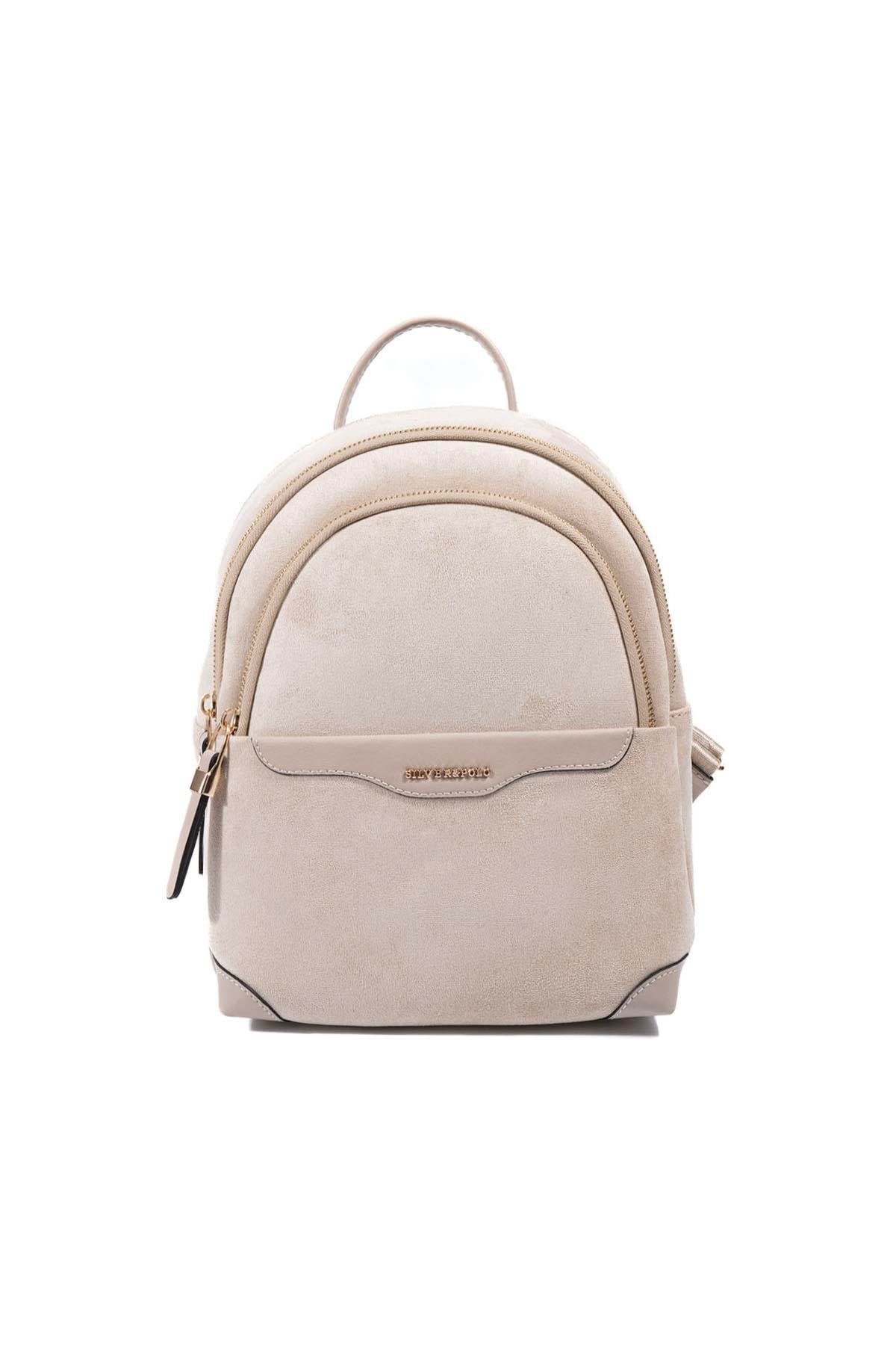 Silver & Polo SP1265 Kadın Sırt Çantası Süet Bej-Kum