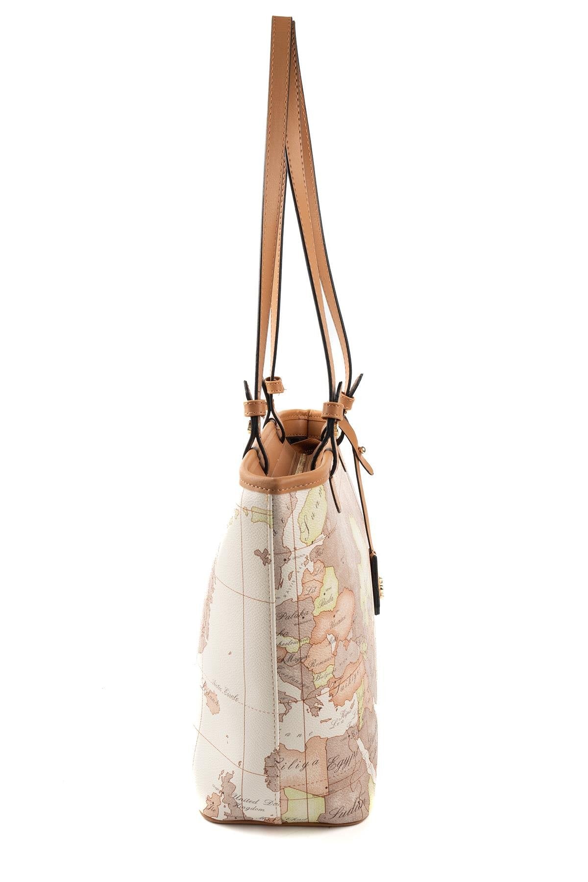 Silver & Polo SP1204 Kadın Omuz Çantası Harita Bej-A.Taba