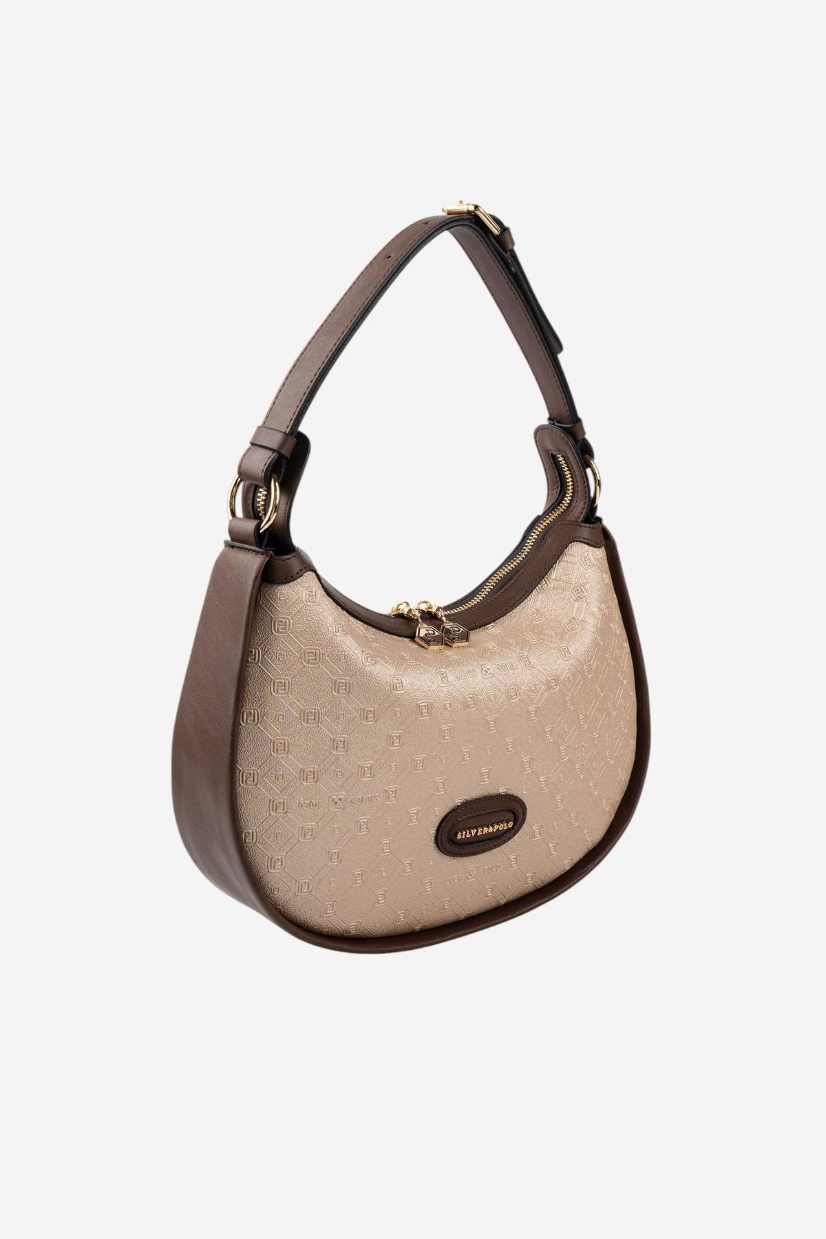 Silver & Polo SP1263 Kadın Omuz Çantası Logolu Nut-Kahve
