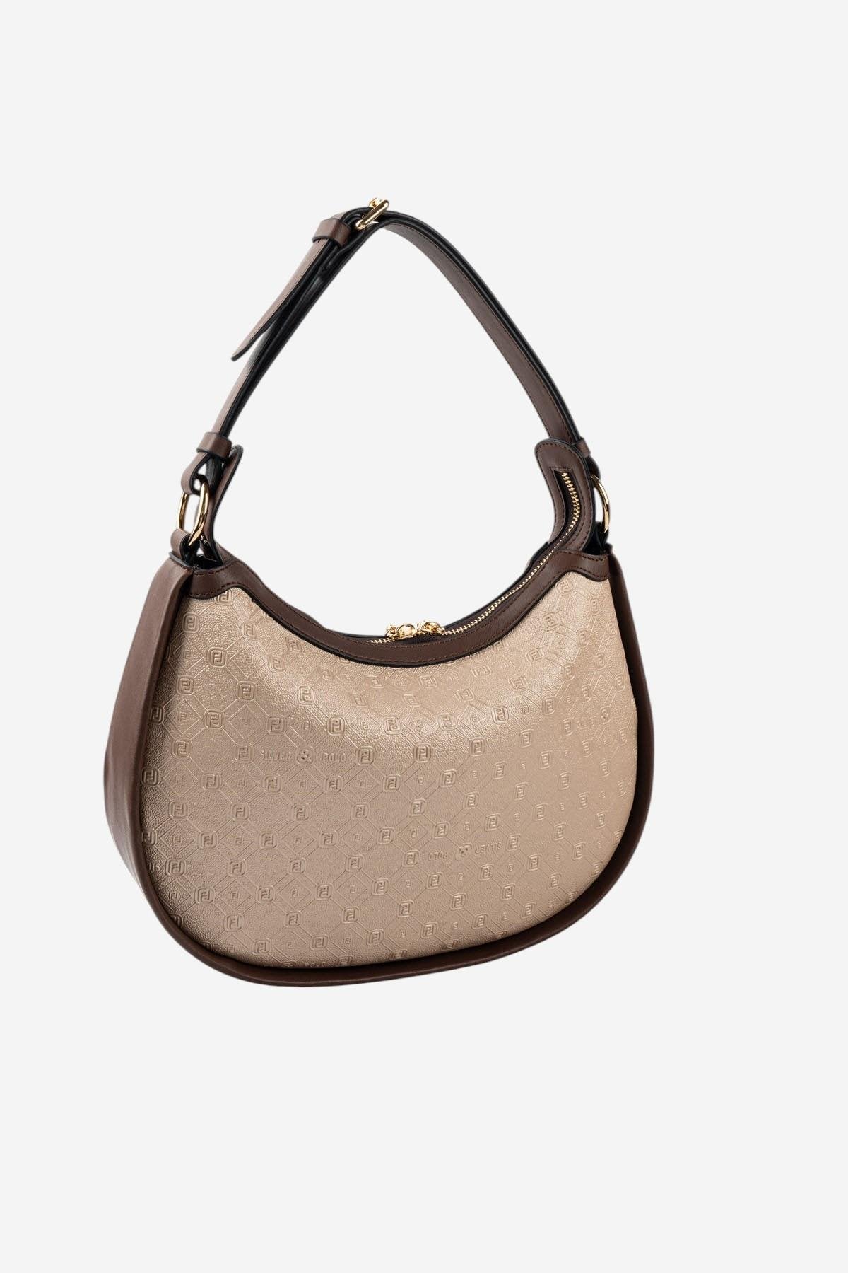 Silver & Polo SP1263 Kadın Omuz Çantası Logolu Nut-Kahve