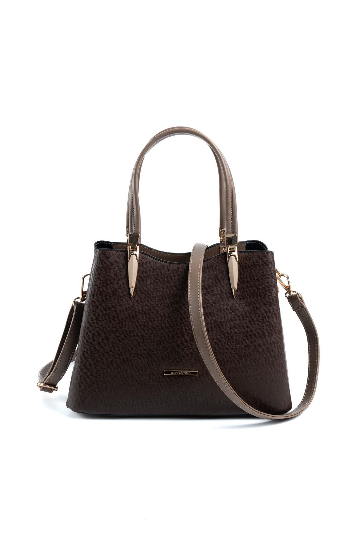 Silver & Polo Kahve - Vizon SP1205 Kadın El Çantası