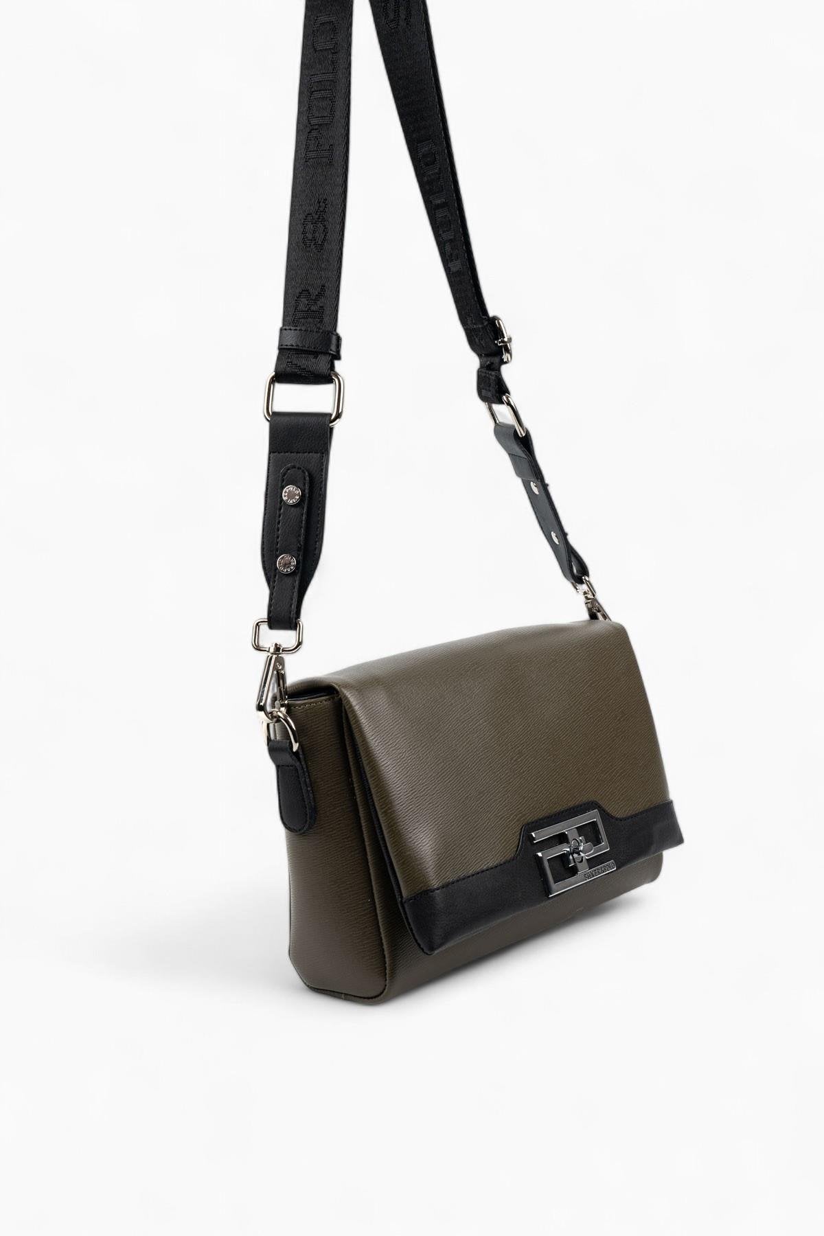 Silver & Polo SP1257 Kadın Çapraz Çanta Düz Zeytuni-Siyah