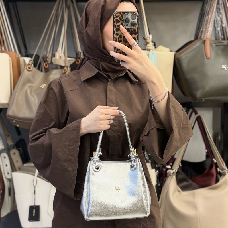 Nas Bag Gümüş Kadın El ve Omuz Çantası - 1550 - 1