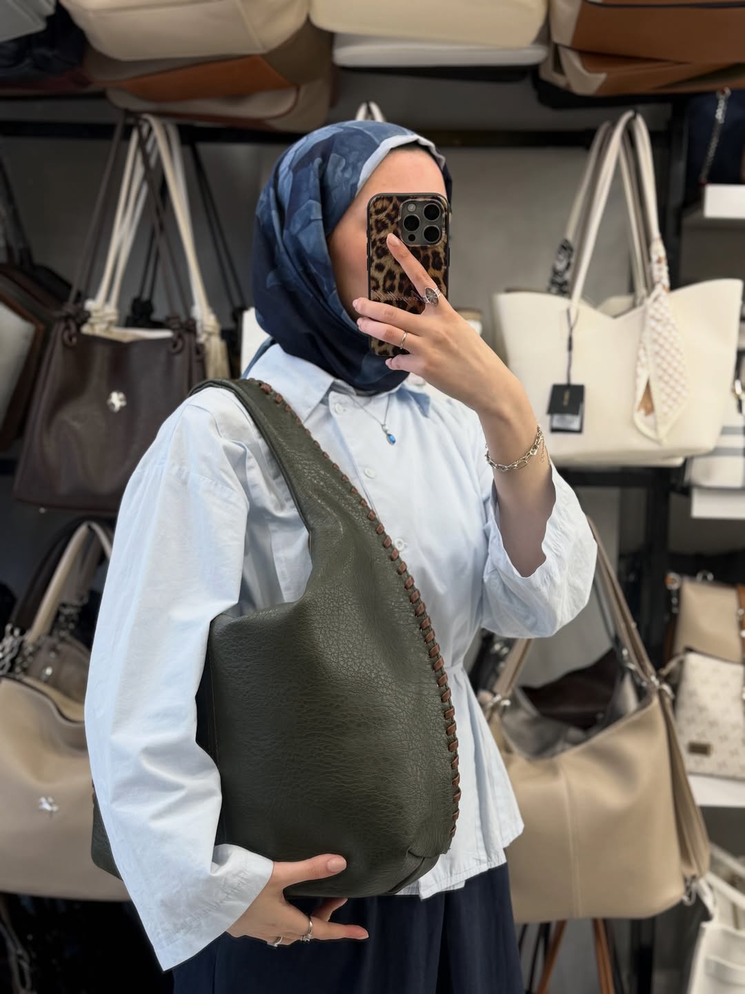 Nas Bag Yeşil Taba Kenar Örgü Detaylı Omuz Çantası - 1409