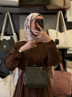 Nas Bag Mini Vintage Burslu Klipsli Yeşil Kadın Omuz ve Çapraz Çanta - 1423